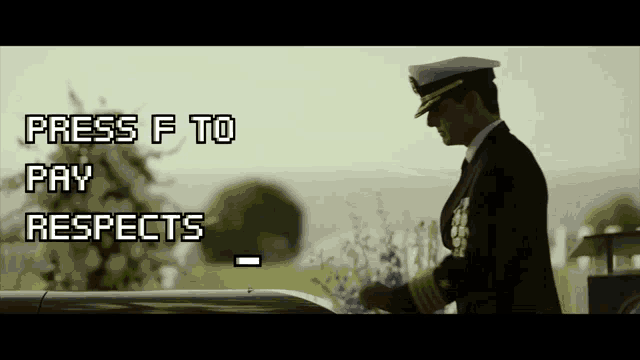 a man in a military uniform is standing in front of a cemetery with the words press f to pay respects