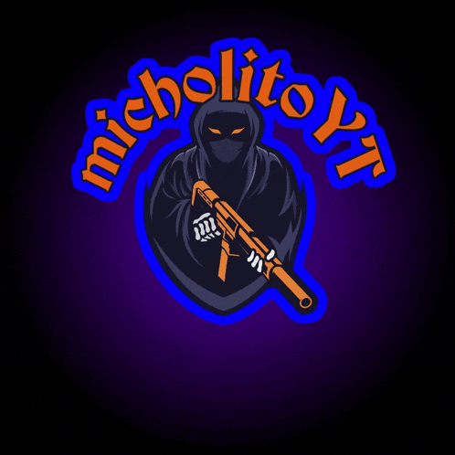 a logo for micholito yt shows a hooded figure holding a gun