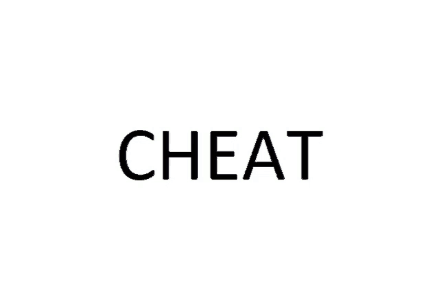 a white background with the word cheat written in black