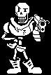 a pixel art of papyrus holding a gun .