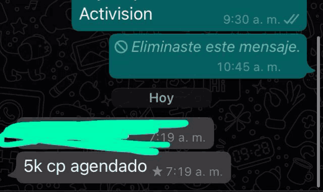 a screenshot of a text message with activision at the top