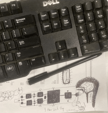 a dell keyboard is on top of a piece of paper