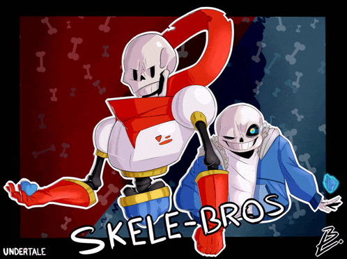 a drawing of papyrus and sans from undertale called skele bros