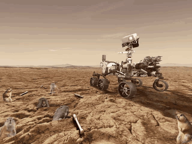 an artist 's impression of a rover in a desert