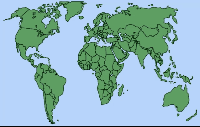 a map of the world showing the united states of america