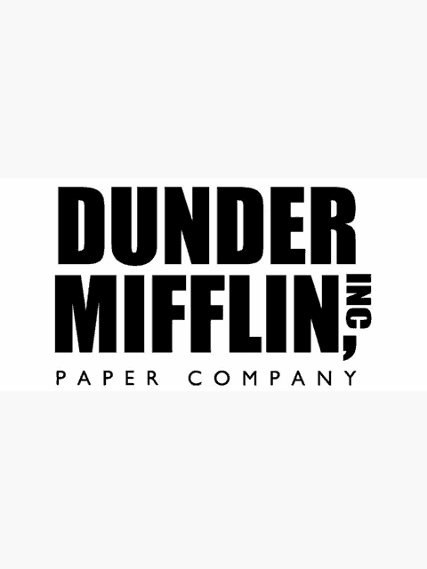 the logo for dunder mifflin paper company is black and white