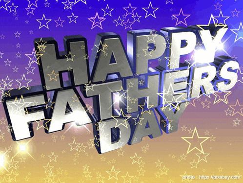 a happy father 's day greeting card with stars surrounding it