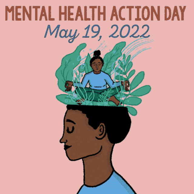 a poster for mental health action day with a woman meditating