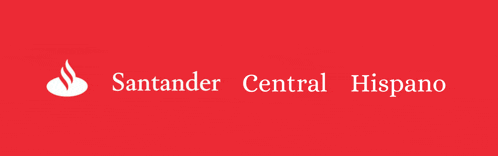 a red background with santander central hispano written on it