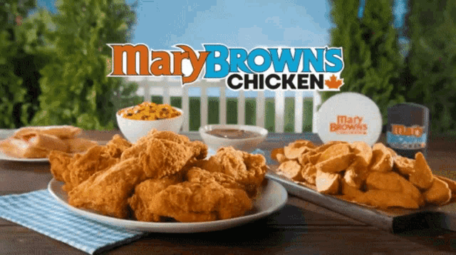 a mary brown 's chicken advertisement with a plate of chicken