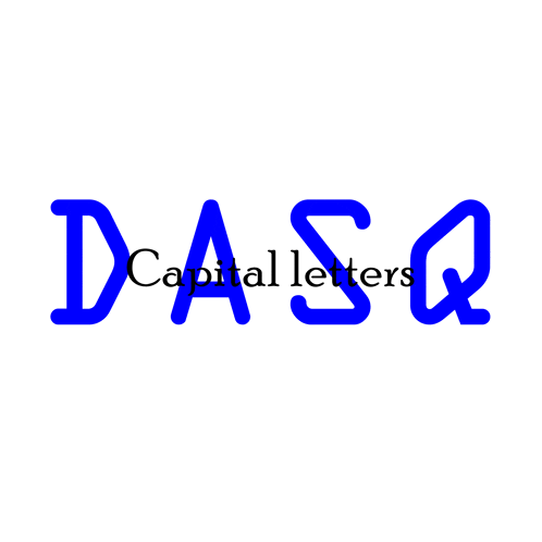 a logo for dasq capital letters in blue