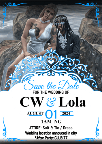 save the date for the wedding of cw & lola