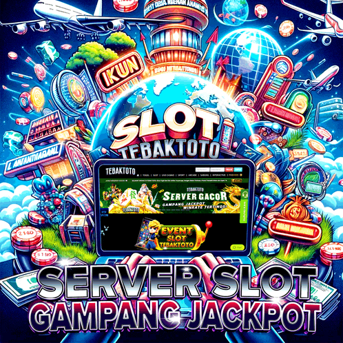 a poster for server slot gampang jackpot shows a globe and a tablet