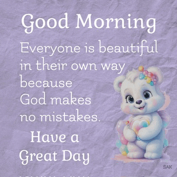 a good morning message with a teddy bear on it