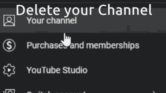 a screen that says appearance device theme delete your channel