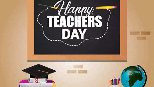 a blackboard with the words `` happy teachers day '' on it .