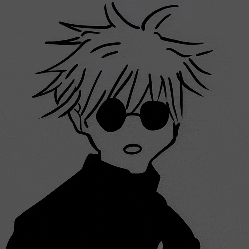 a black and white drawing of a person wearing round sunglasses