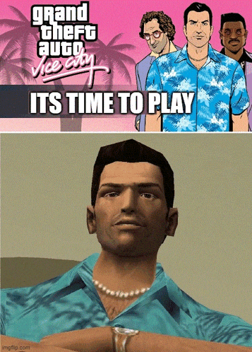 a poster for grand theft auto vice city has a man wearing a pearl necklace on it