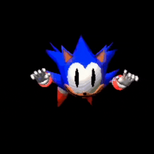 a pixel art of a sonic the hedgehog flying through the air .