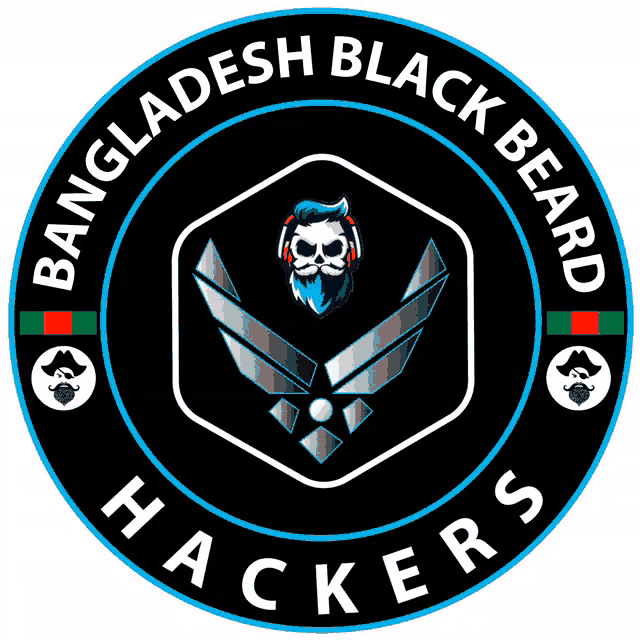 a logo for bangladesh black beard hackers with a skull