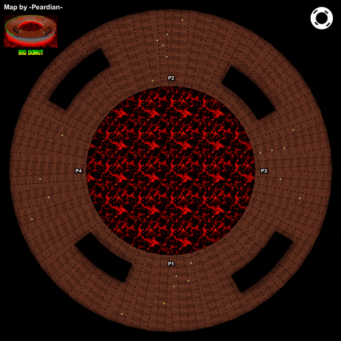 a map by pearlian shows a big donut in the background