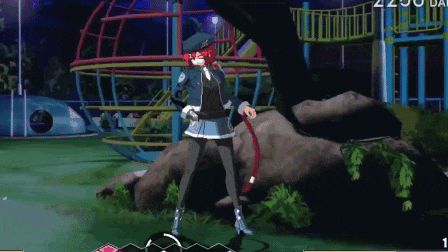 a video game screen shows a girl with red hair and the number 1 on the bottom