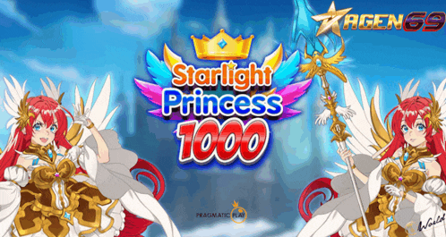 a poster for starlight princess 1000 shows two anime characters