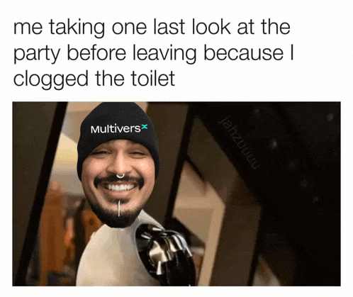 a meme of a man wearing a multivers hat