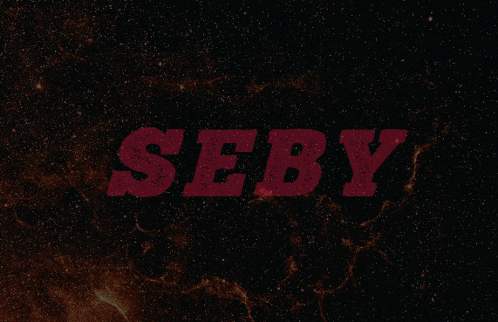 the word seby is displayed in red on a black background