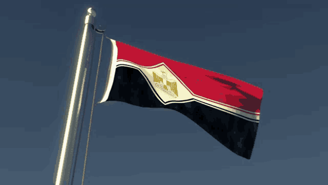 the flag of egypt is waving in the wind against a blue sky