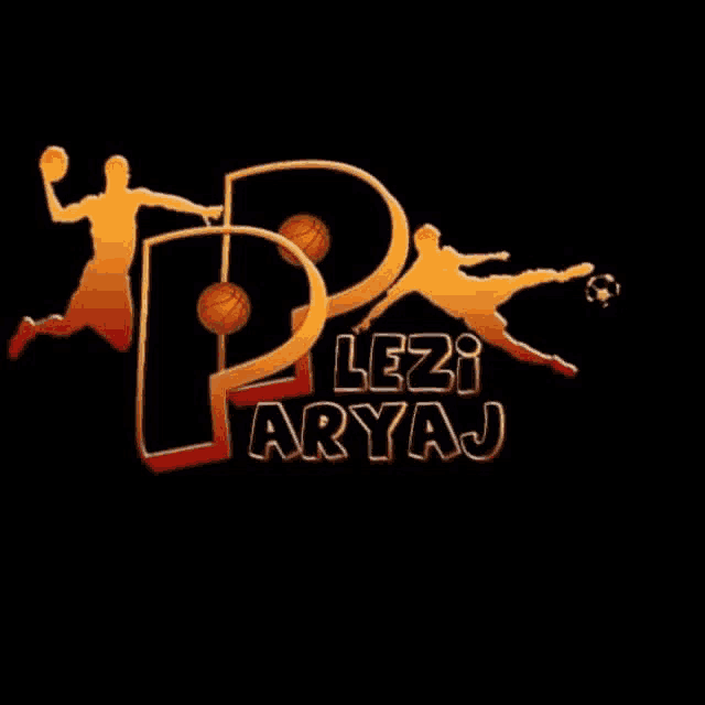 a logo for lezi aryaj with a basketball player and a soccer player