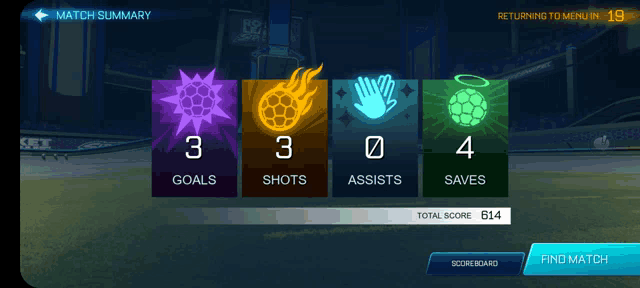 a screenshot of a game called rocket league showing goals assists and shots