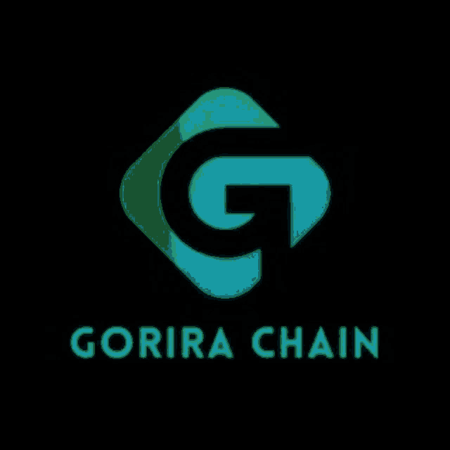 a logo for gorira chain with a g in a square on a black background .