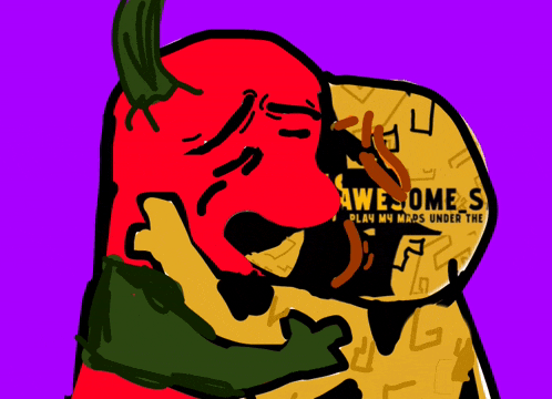 a cartoon drawing of a devil kissing another devil with the words awesomes play my maps under the bottom