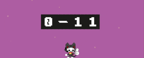 a pixel art drawing of a cat with the number 0-11 on a purple background