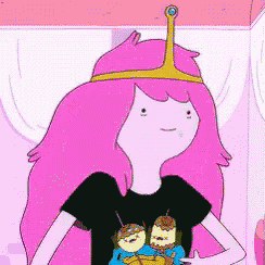 princess bubblegum from adventure time is wearing a black shirt with ice cream on it