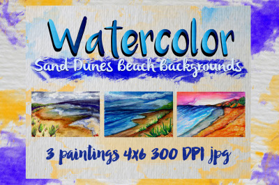 Watercolor Sand Dunes Beach Backgrounds