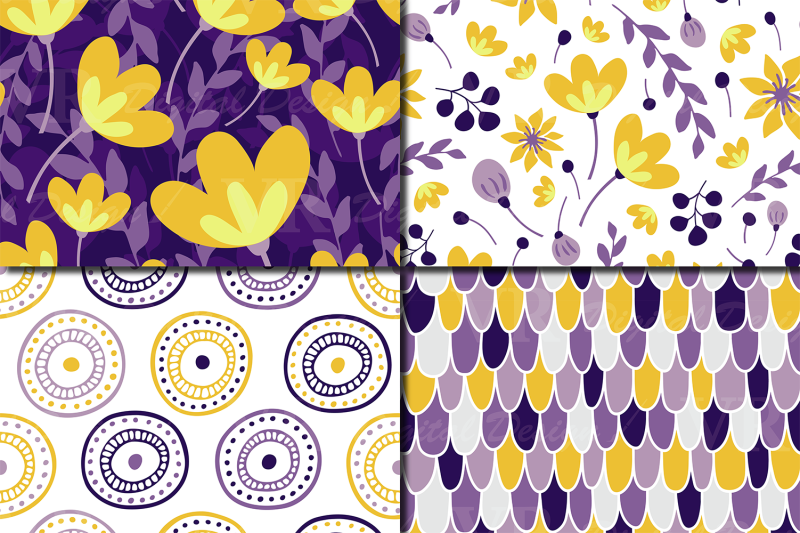 purple-and-yellow-floral-seamless-digital-paper-floral-patterns