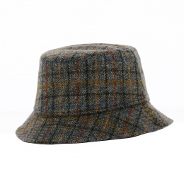 Reversible Bob Hat Clipper Wool Grey Check - Traclet