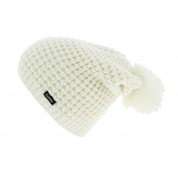 Bonnet Long Pompon Bailey Laine Blanc - Eisbär