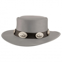 Black Leather Concho Hat Trim