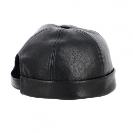 Docker Cap Nappa Black Leather - Traclet