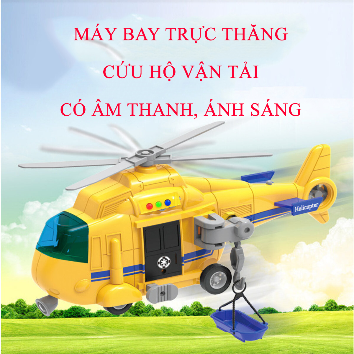 Đồ chơi trẻ em máy bay trực thăng vận tải cứu hộ cỡ lớn có âm ...