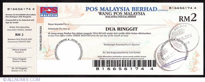 2 Ringgit 2010, Malacca - Malaysian Postal Orders - Bilingually ...