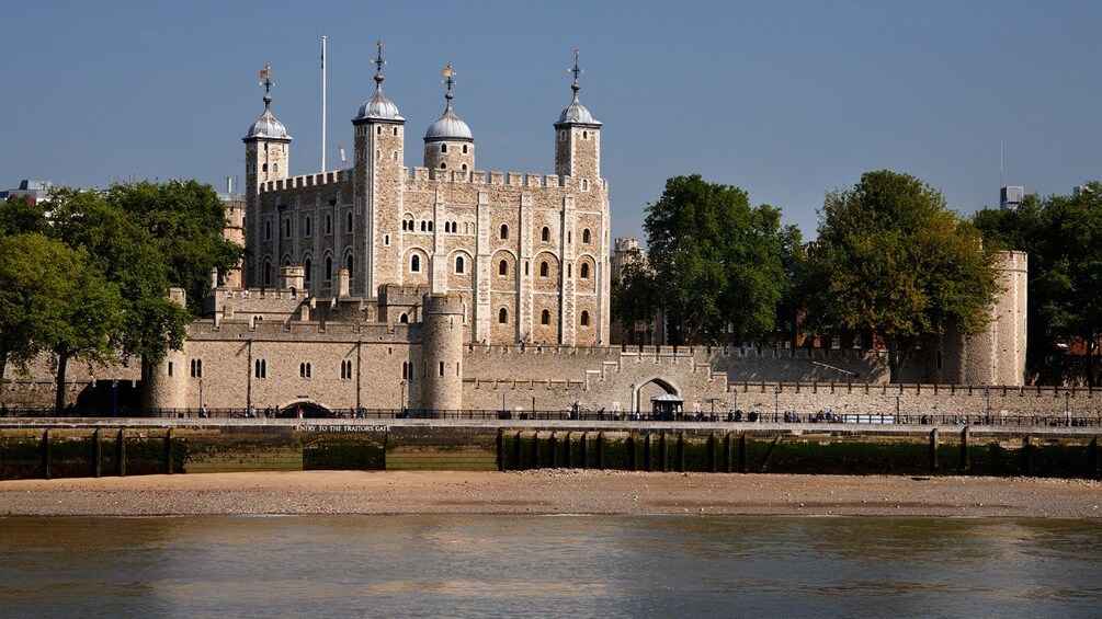 channel view of the watch tower on the side of the Tower of London