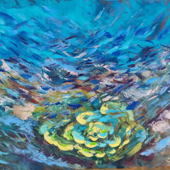 Painting titled "Underwater Painting…" by Olga Nikitina, Original Artwork, Oil