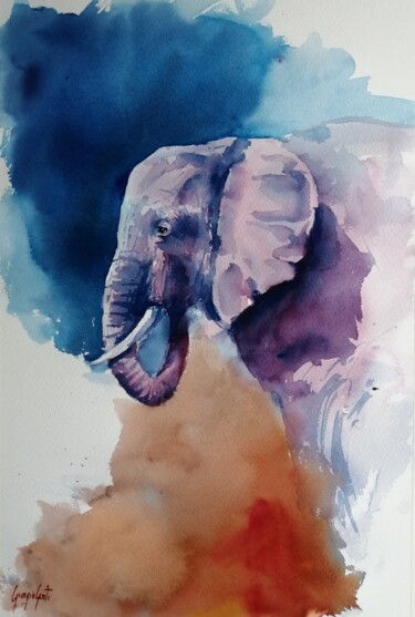 Pintura titulada "elephant 14" por Giorgio Gosti, Obra de arte original, Acuarela