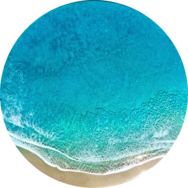 Painting titled "Round ocean #93" by Ana Hefco, Original Artwork, Acrylic Mounted on Wood Panel