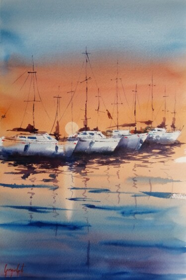 Pintura titulada "boats 95" por Giorgio Gosti, Obra de arte original, Acuarela