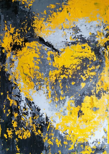 Pintura titulada "Heart (yellow/black)" por Pier Bertig, Obra de arte original, Acrílico Montado en Bastidor de camilla de m…